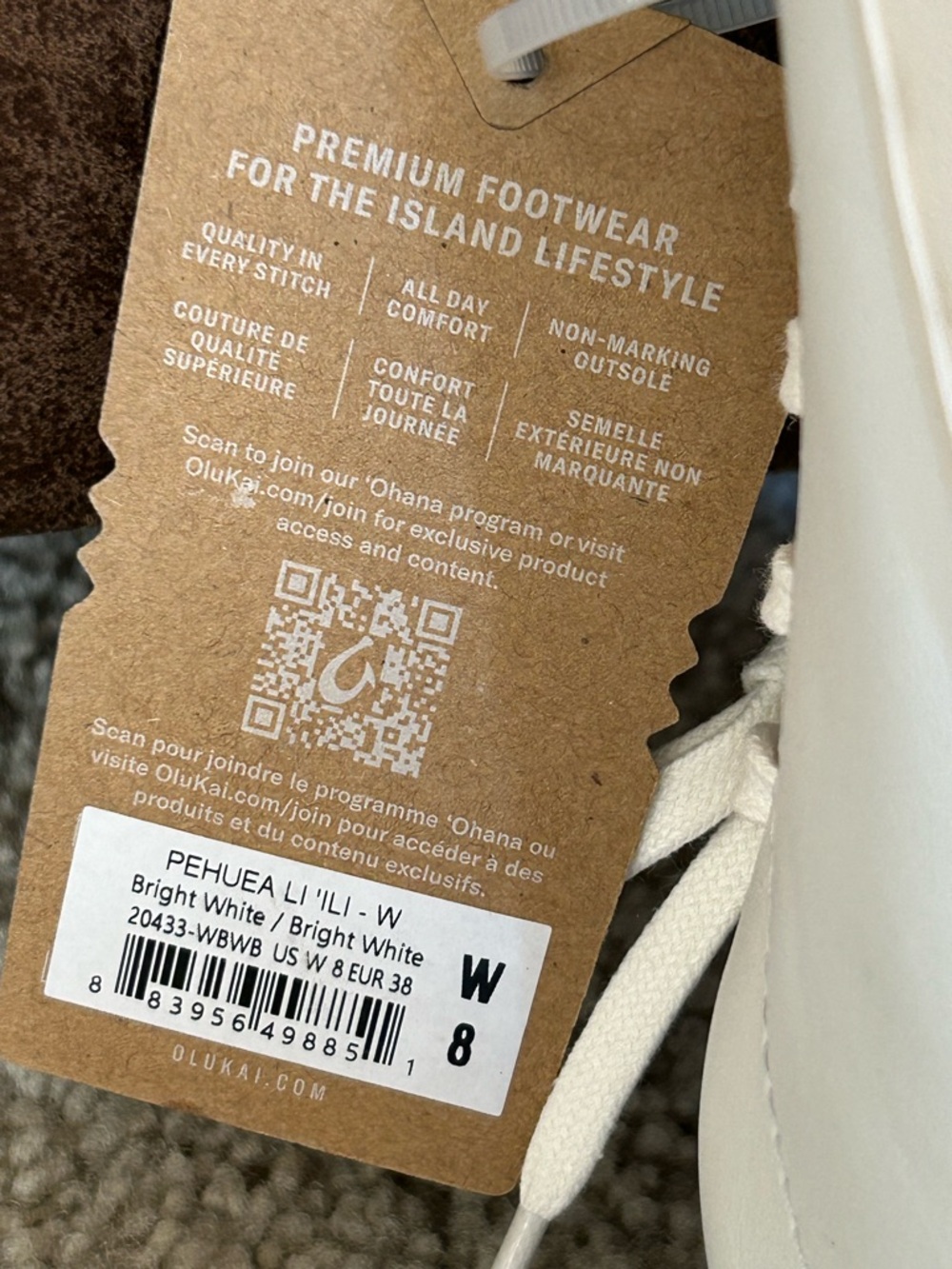 OluKai women’s All-White Leather Lace-Up Sneakers - Picture 4 of 6